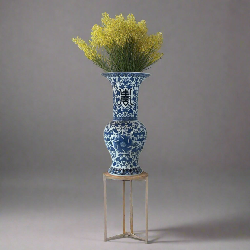 Chinoiserie Bombay Longevity Vase 24”