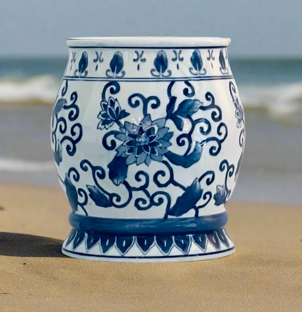 Chinoiserie Porcelain Planter 11” Tall