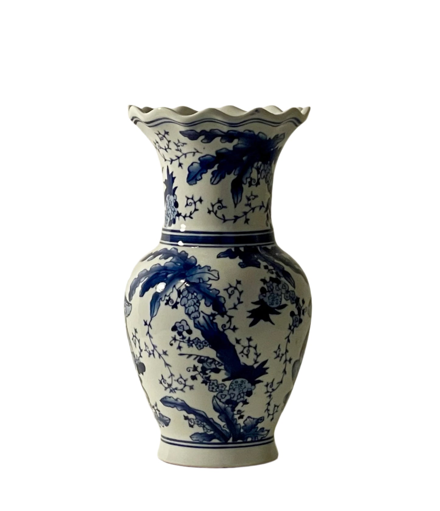 Chinoiserie Scalloped Monkey Vase 11.5”