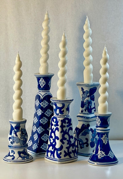 5 piece set of Chinoiserie Candlesticks