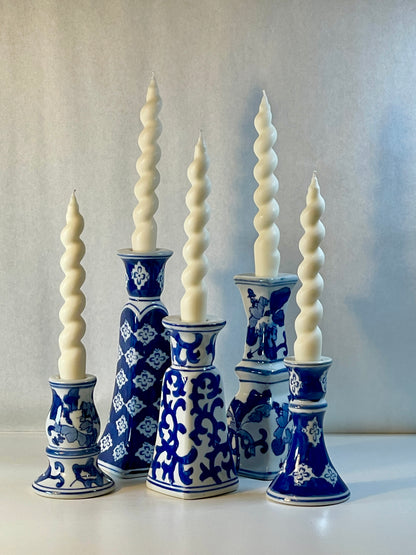 5 piece set of Chinoiserie Candlesticks