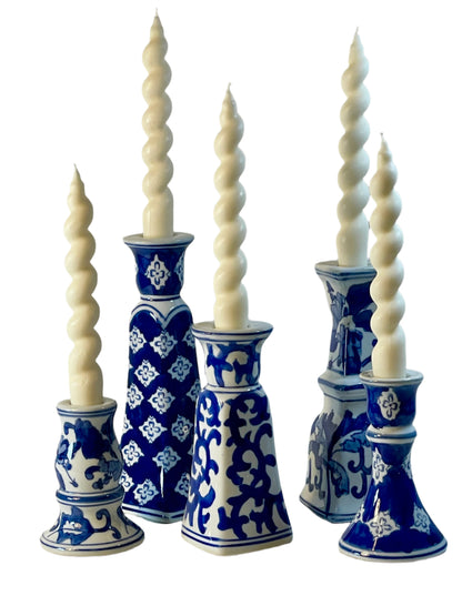 5 piece set of Chinoiserie Candlesticks