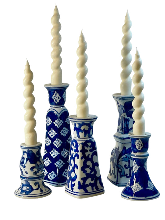 5 piece set of Chinoiserie Candlesticks