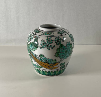 5” Vintage Teal & Emerald Otagiri Peacock Vessel