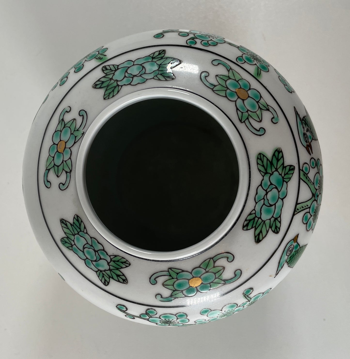 5” Vintage Teal & Emerald Otagiri Peacock Vessel