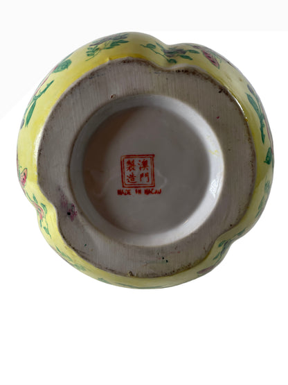 12.5” Yellow Porcelain Butterfly Vase