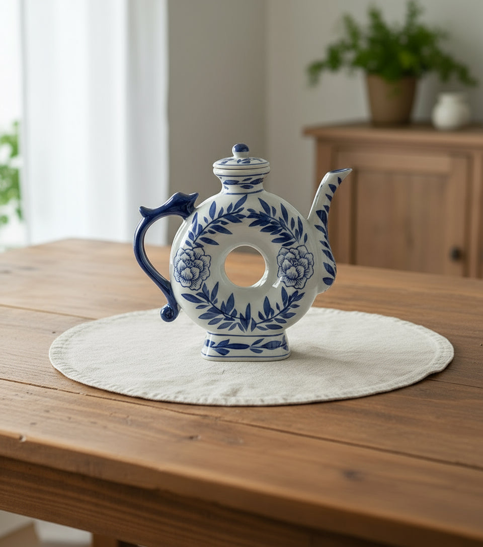 Vintage Canton Doughnut Teapot